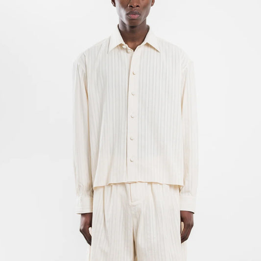 Dennis Japanese Embroidery L/S Shirt in Cream