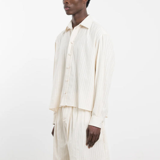 Dennis Japanese Embroidery L/S Shirt in Cream