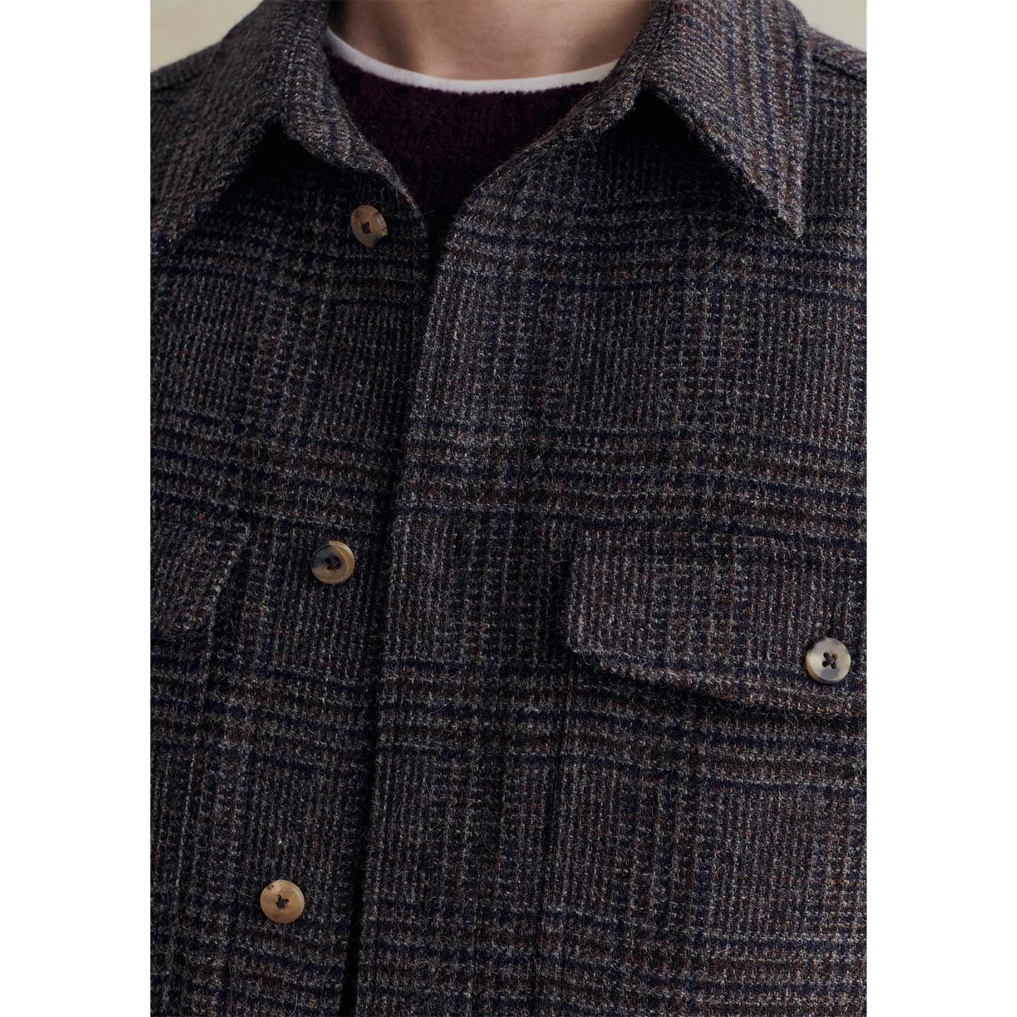 Essential Overshirt in Grey & Brown Prince of Wales