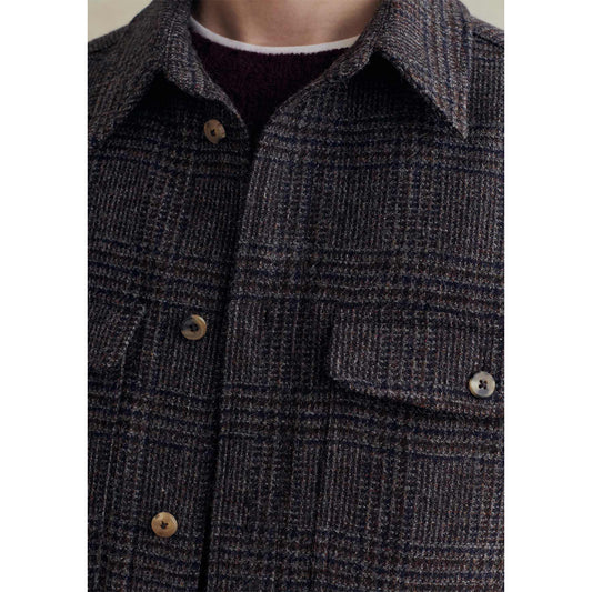 Essential Overshirt in Grey & Brown Prince of Wales