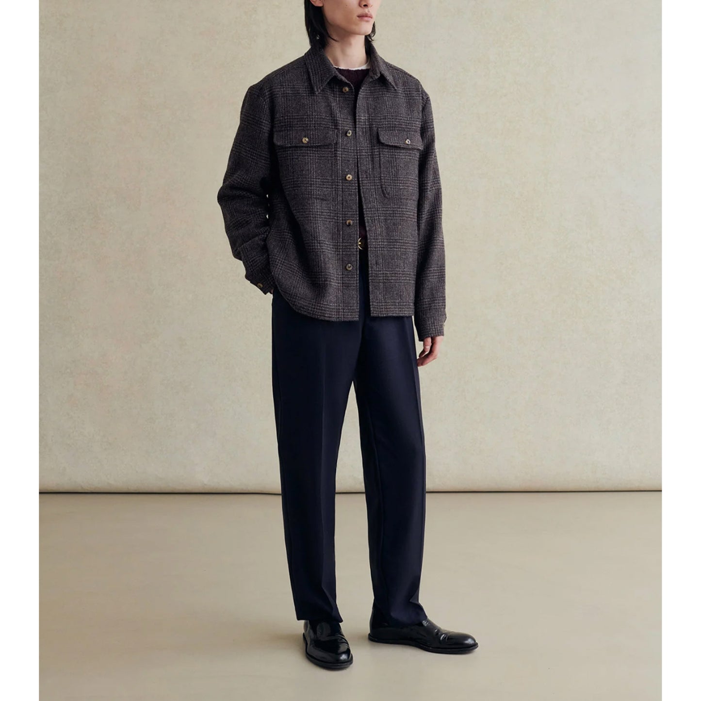 Essential Overshirt in Grey & Brown Prince of Wales