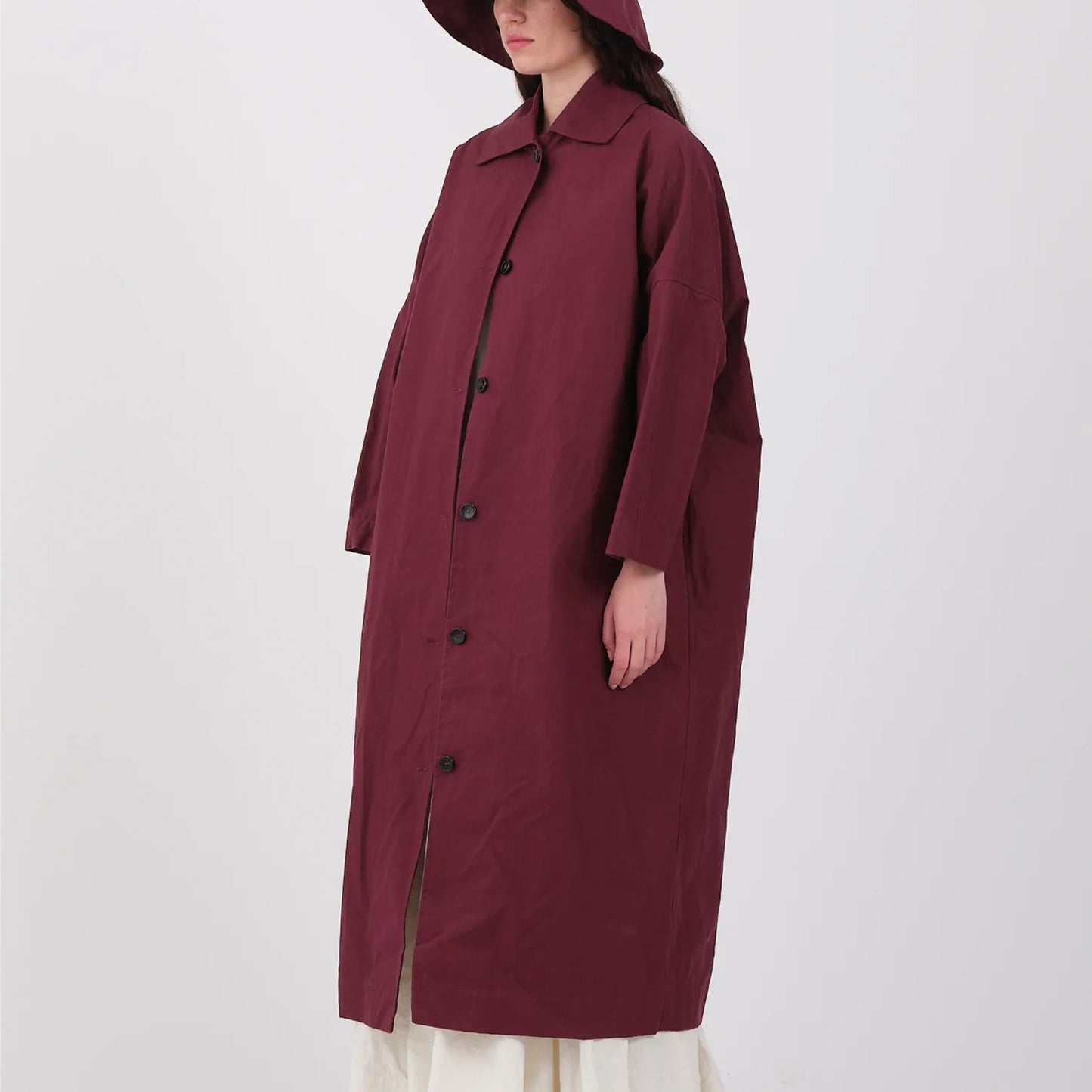 British Dry Oilskin Faro Mac in Burgundy