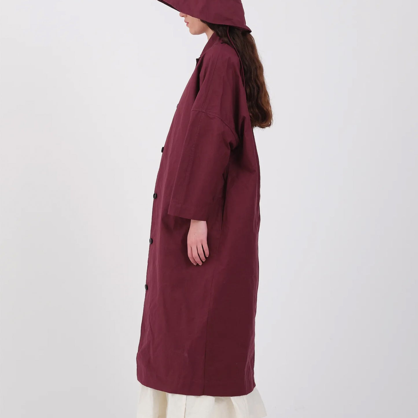 British Dry Oilskin Faro Mac in Burgundy