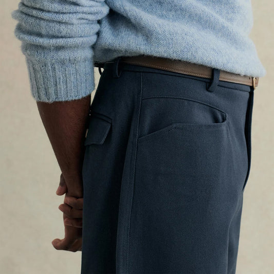 Gardian Cotton Twill Trouser in Dark Navy