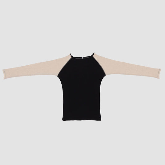 Gene Long Sleeve Tee in Black/Off White