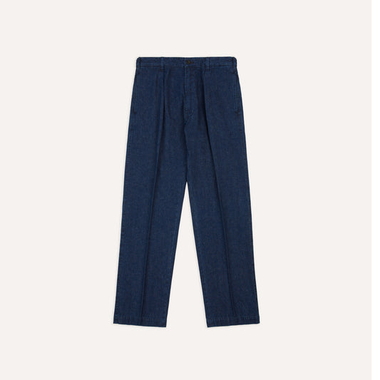 Indigo Cotton-Linen Games Trousers