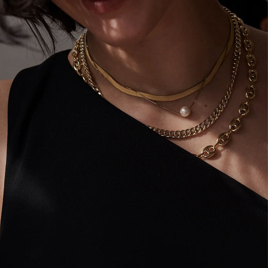 Industrial Curb Necklace in Vermeil