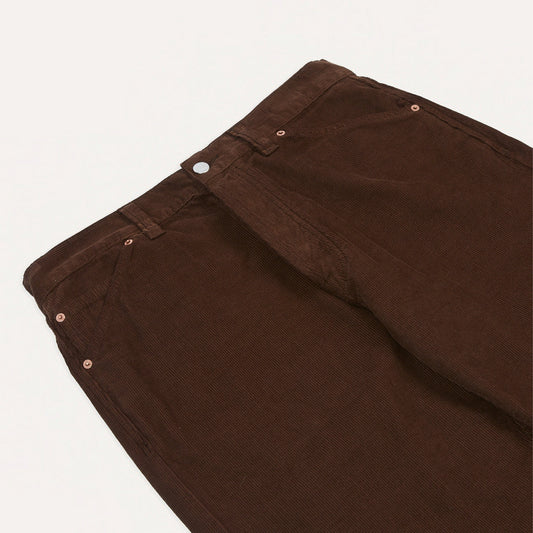 Japanese Selvedge Needlecord Five-Pocket Trousers in Brown