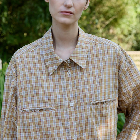 Japanese Typewriter Checked Cotton Phoebe Shirt