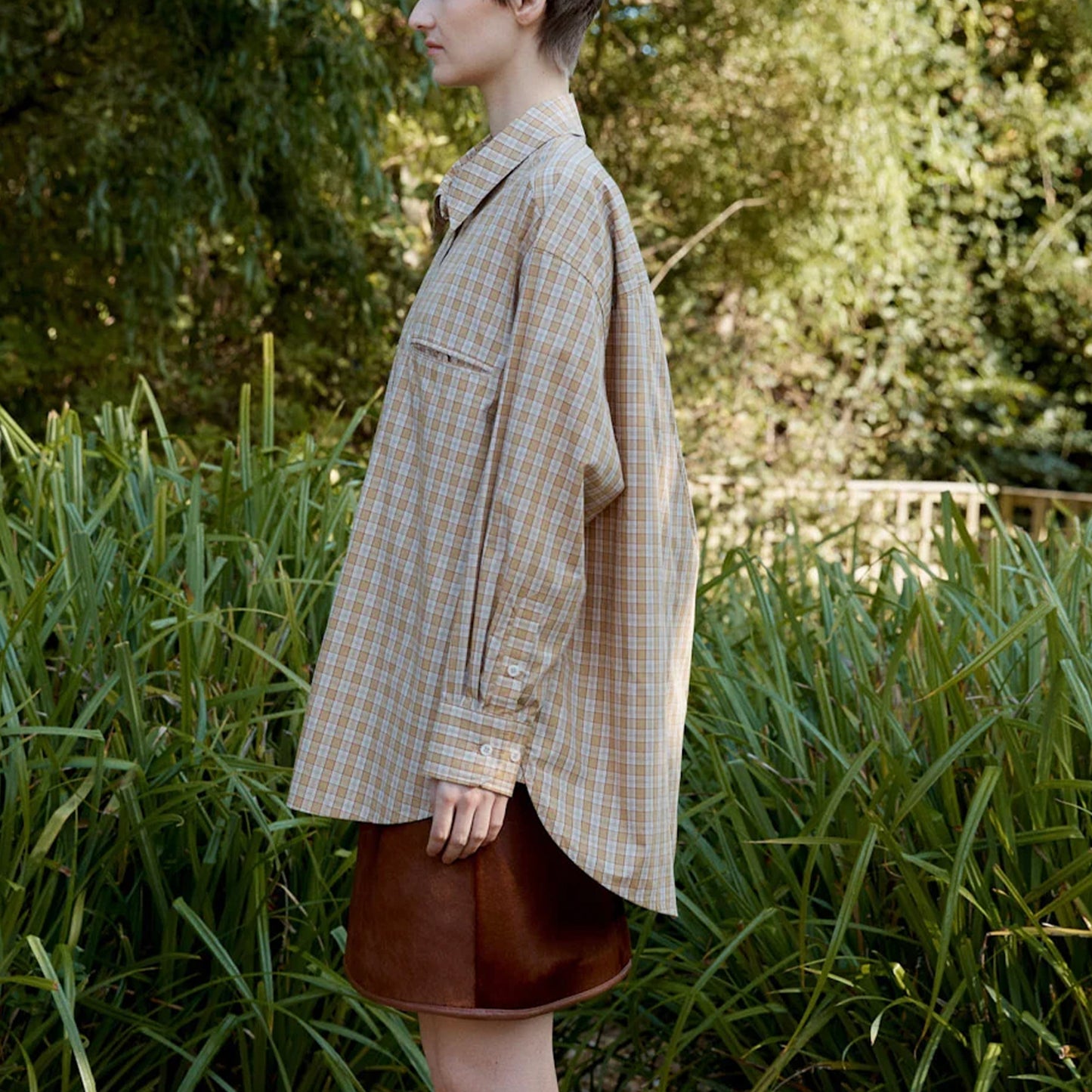 Japanese Typewriter Checked Cotton Phoebe Shirt