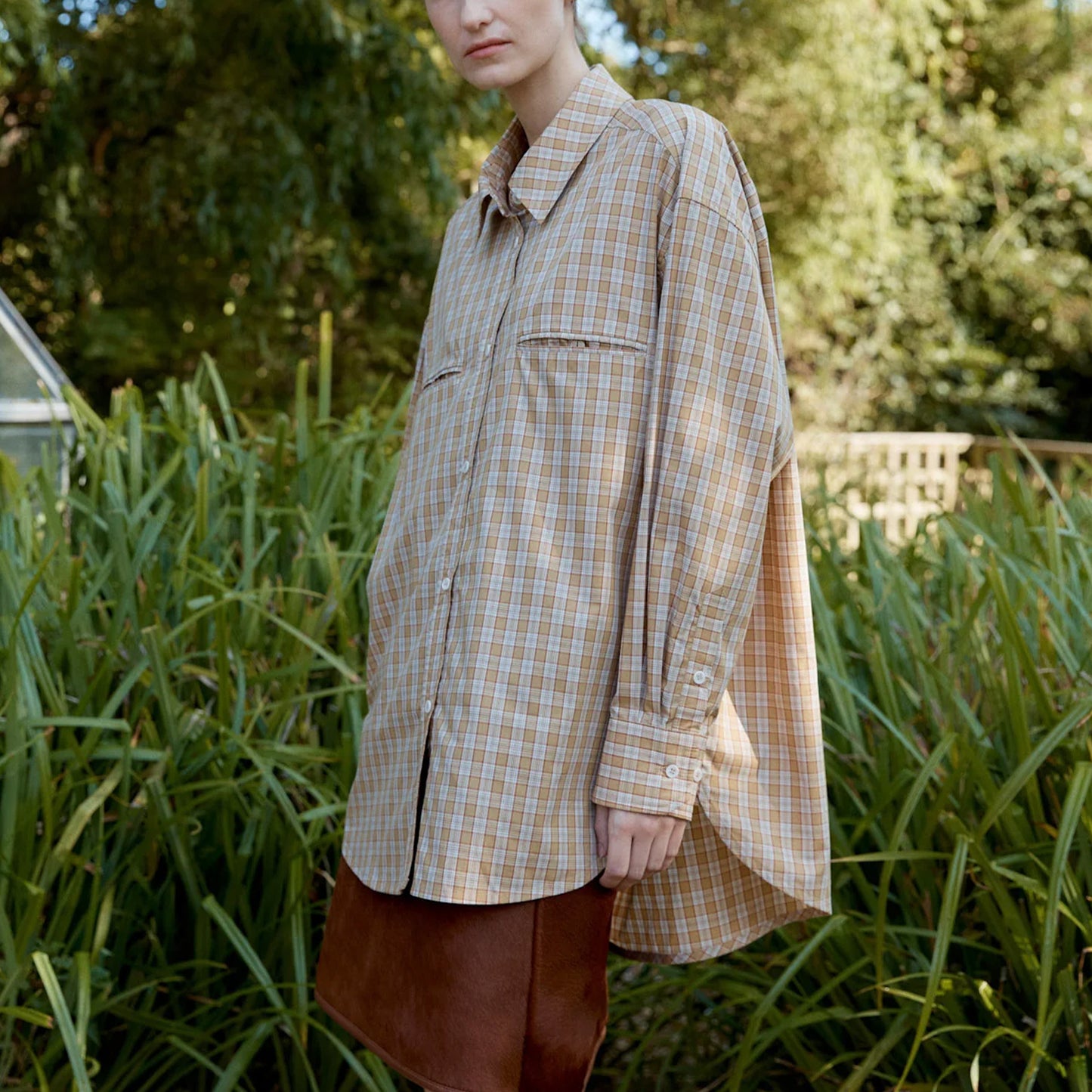 Japanese Typewriter Checked Cotton Phoebe Shirt