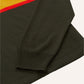 Centre Stripe Wool Knitted Rugby Shirt in Olive