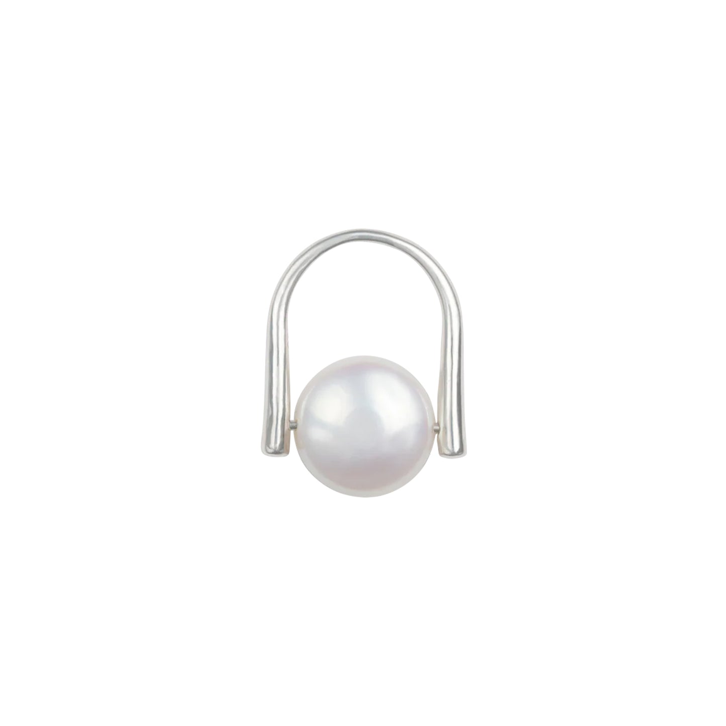 Large Pearl Turning Ring in Silver