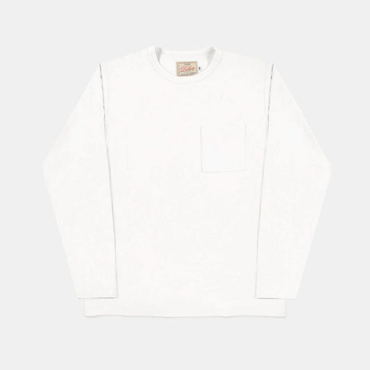Heavy Duty Long Sleeve Pocket Tee in White