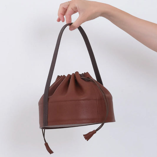 Leather Drawstring Collar Bag