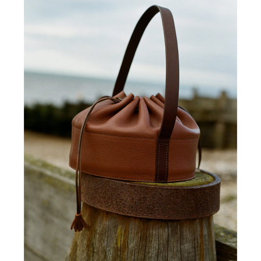 Leather Drawstring Collar Bag