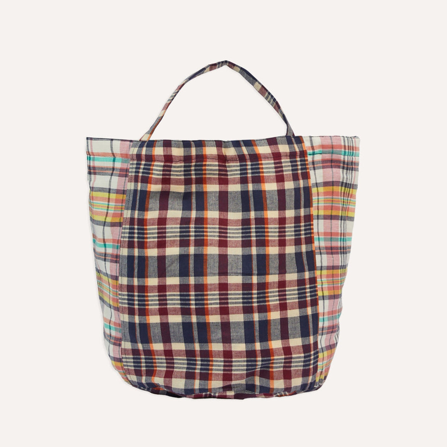 Madras Pacthwork Bag in Navy Yellow