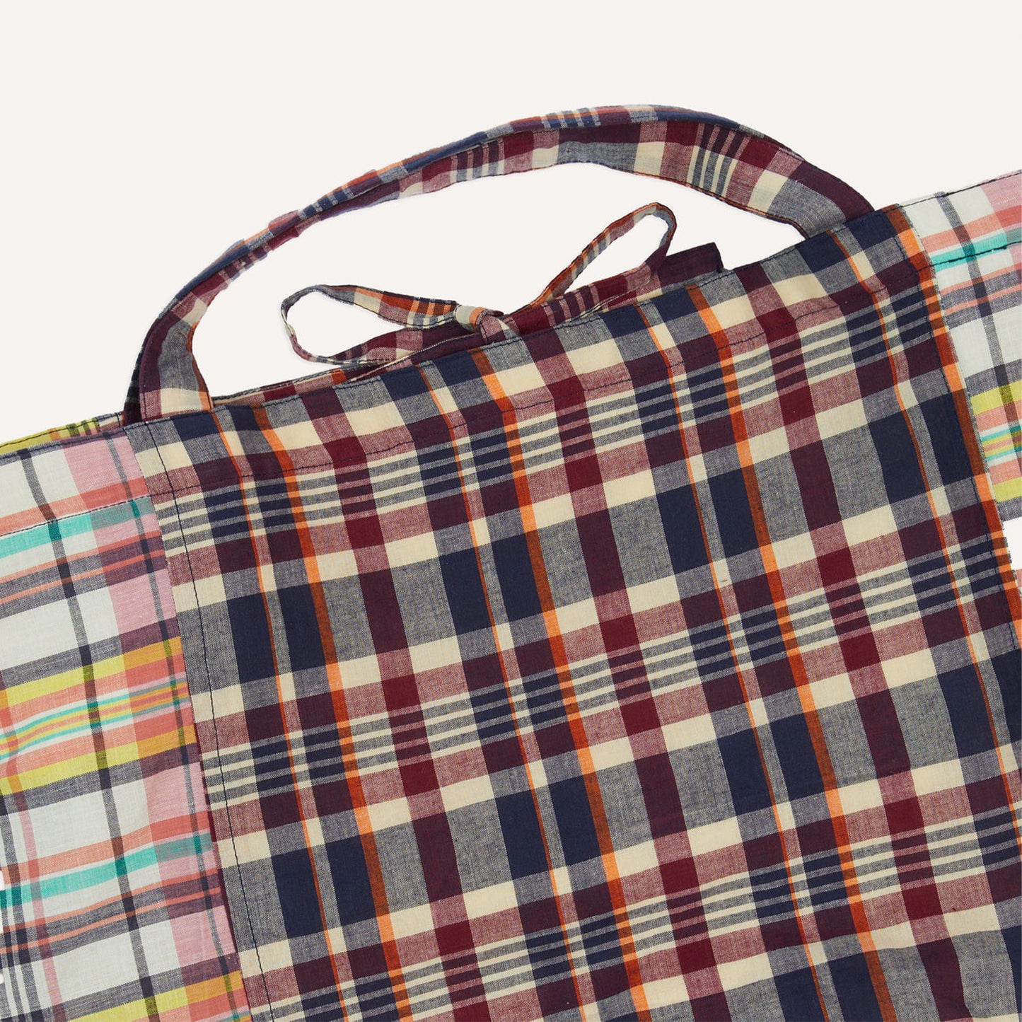 Madras Pacthwork Bag in Navy Yellow