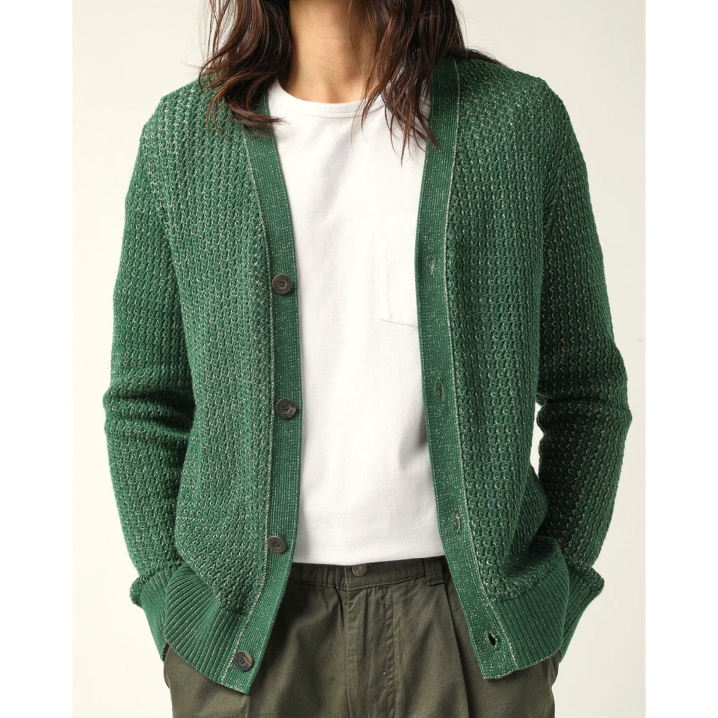 Marled Cardigan in Green