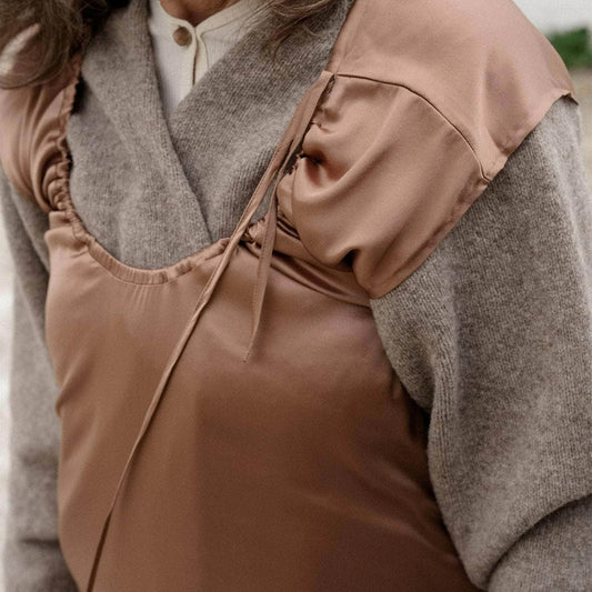 Max Silk Satin Dress in Brown