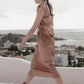 Max Silk Satin Skirt in Brown
