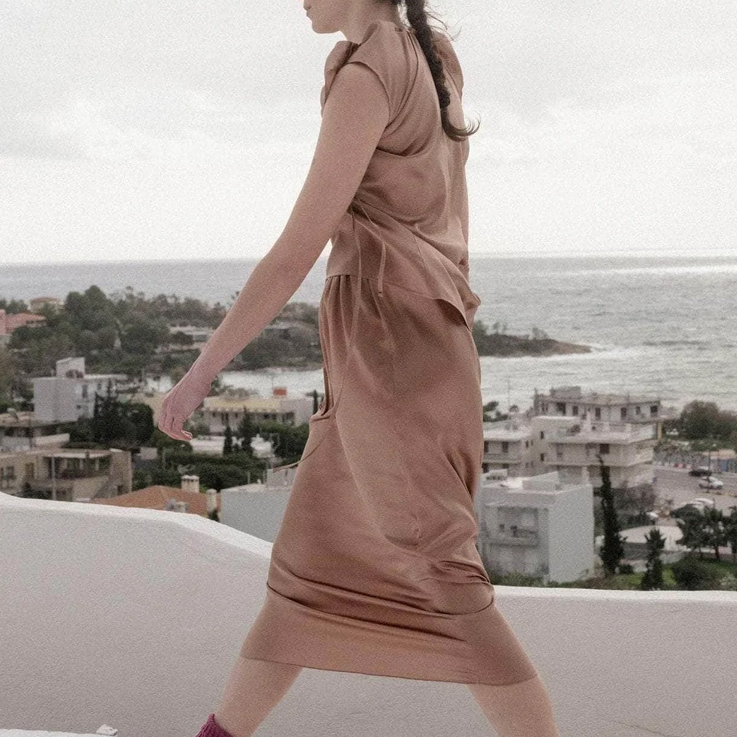 Max Silk Satin Skirt in Brown