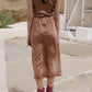 Max Silk Satin Skirt in Brown