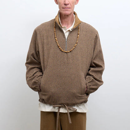 Miles Cotton/Wool Pullover in Brown Check
