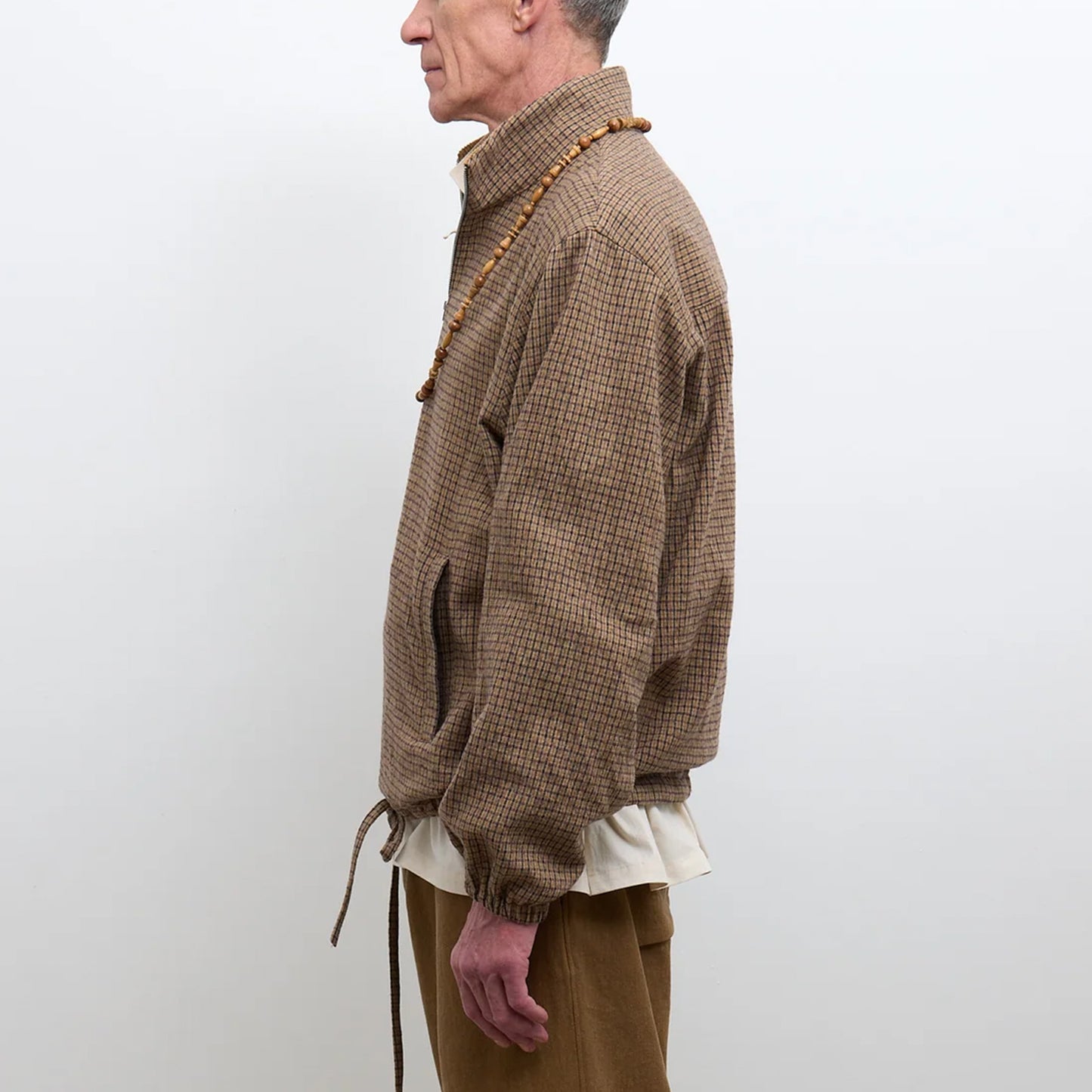 Miles Cotton/Wool Pullover in Brown Check