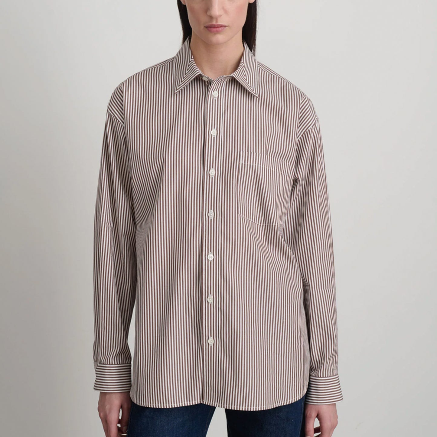 Nolan Shirt in Brown/White Stripe