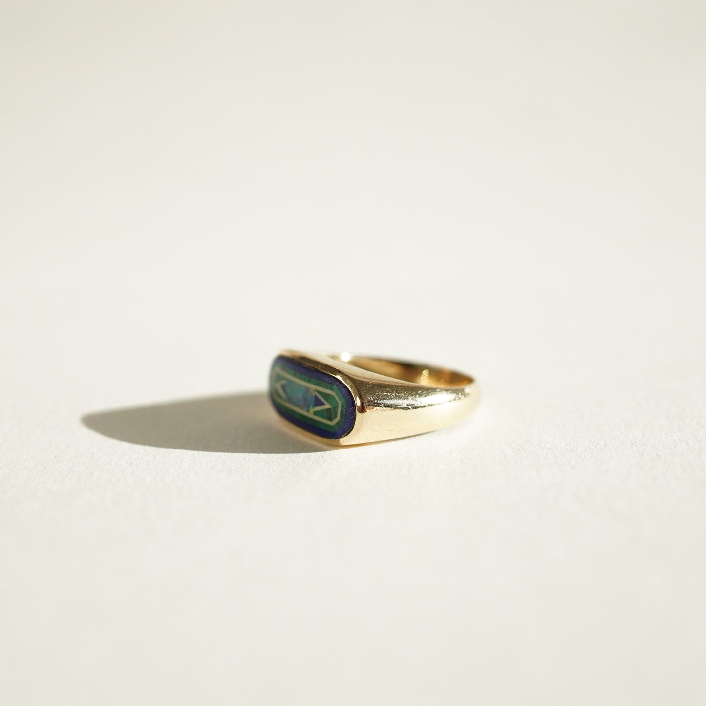 14k Intarsia Inlay Signet