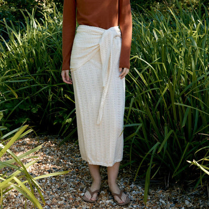 Organic Cotton/Merino Wool Pointelle Wrap Skirt