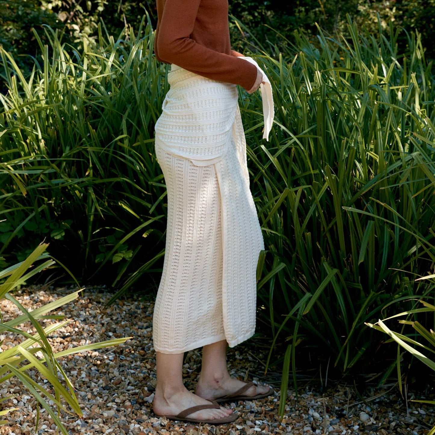 Organic Cotton/Merino Wool Pointelle Wrap Skirt