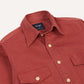 Cotton Long Point Collar Work Shirt in Red