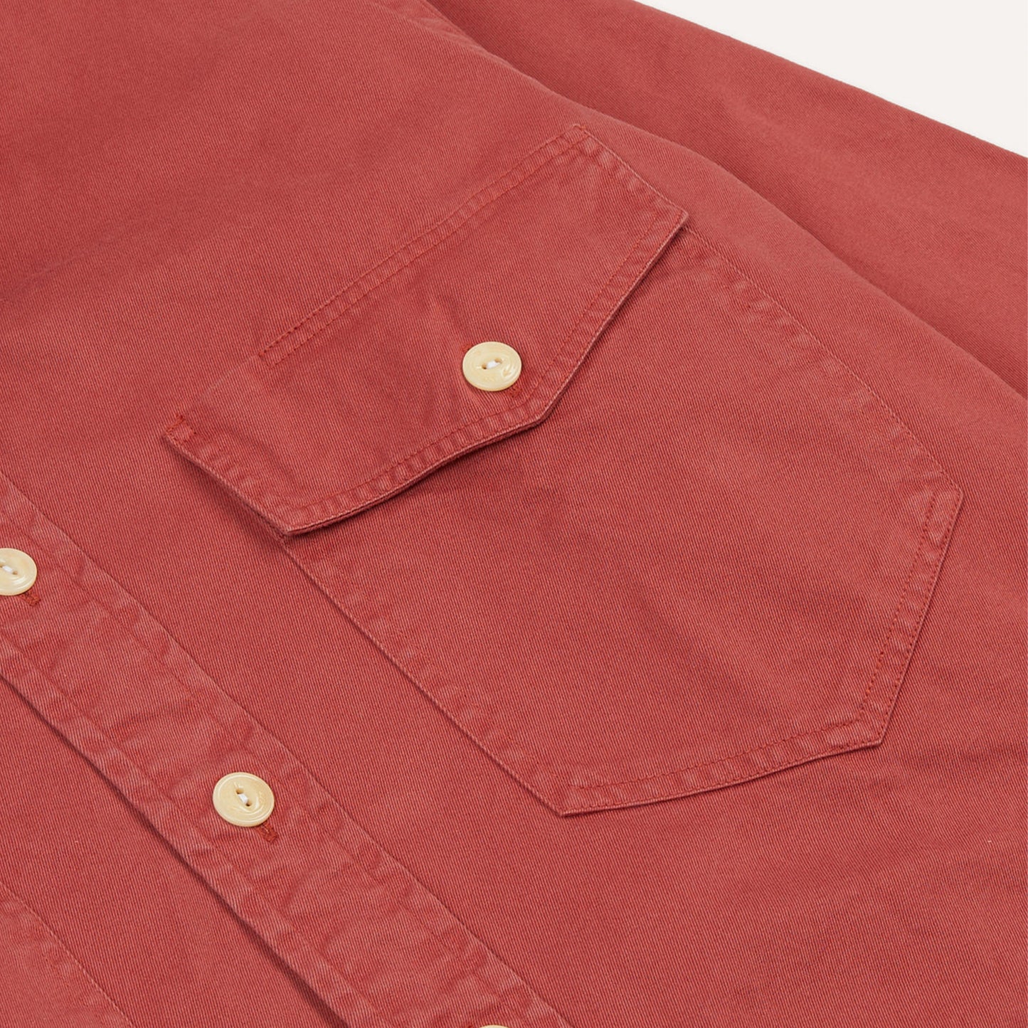 Cotton Long Point Collar Work Shirt in Red