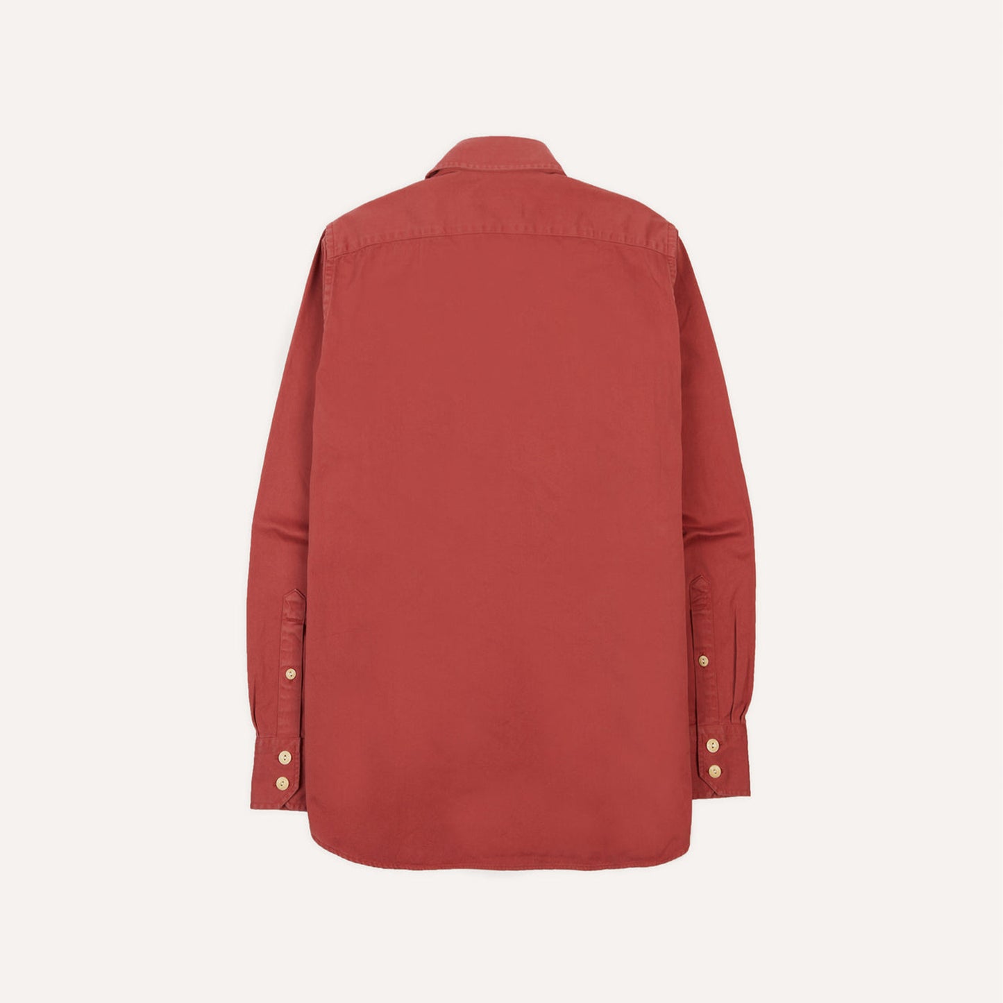 Cotton Long Point Collar Work Shirt in Red