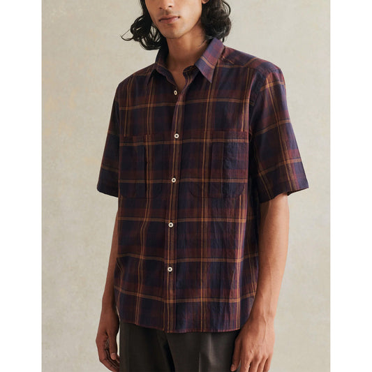 Painter's Short Sleeve Shirt in Burgundy Check