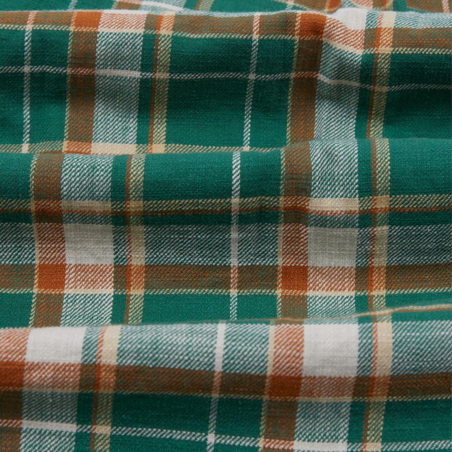 Checked Slub Cotton Work Shirt in Green