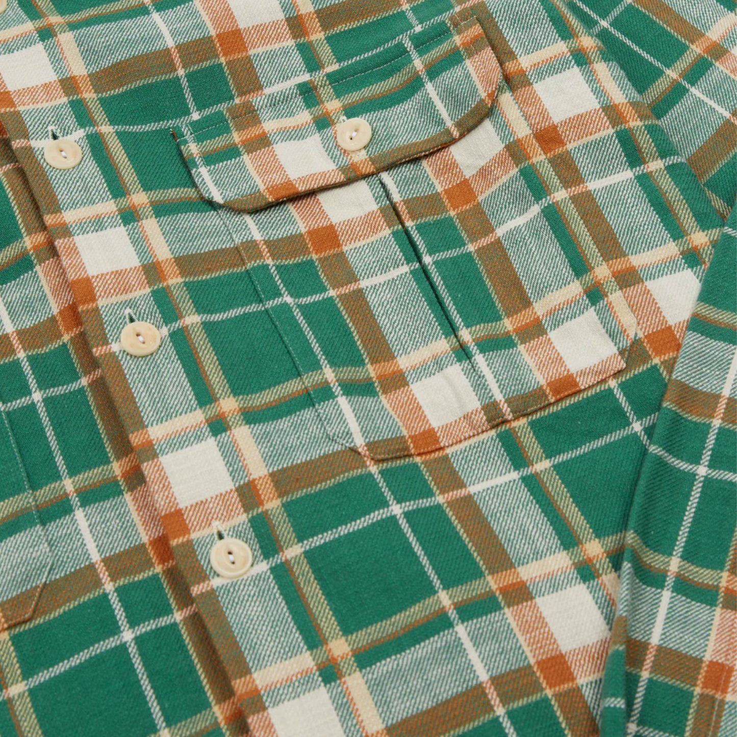 Checked Slub Cotton Work Shirt in Green