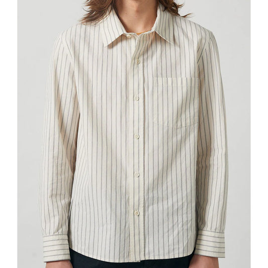 Poplin Stripe L/S Shirt in Natural