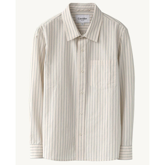 Poplin Stripe L/S Shirt in Natural
