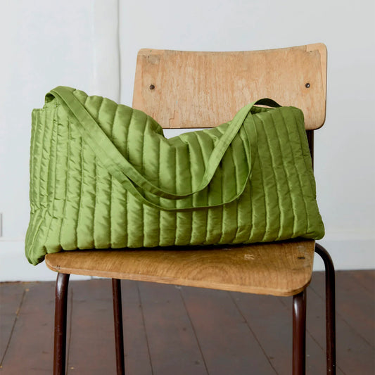 Quilted Silk Large Clutch Bag in Apple