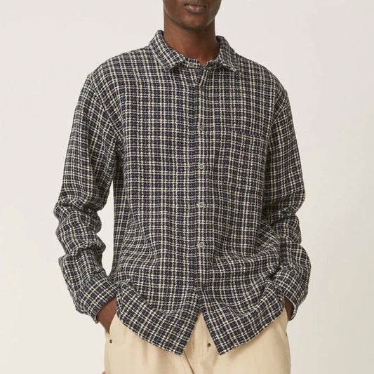 Reverse Weave Snow Check L/S in Blue