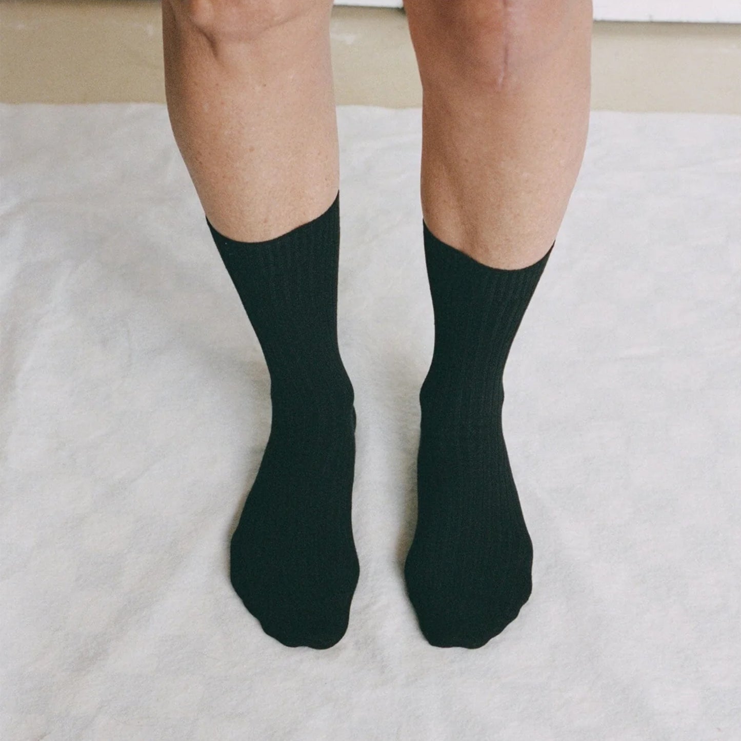 Rib Over Ankle Sock in Black