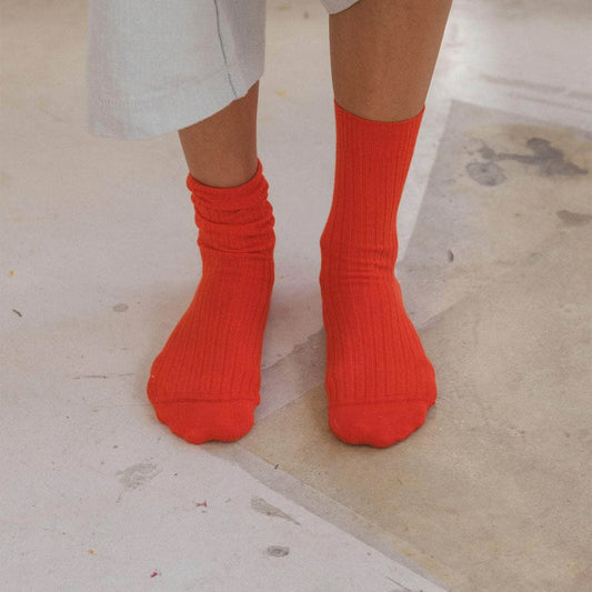 Rib Over Ankle Sock in Bill Red