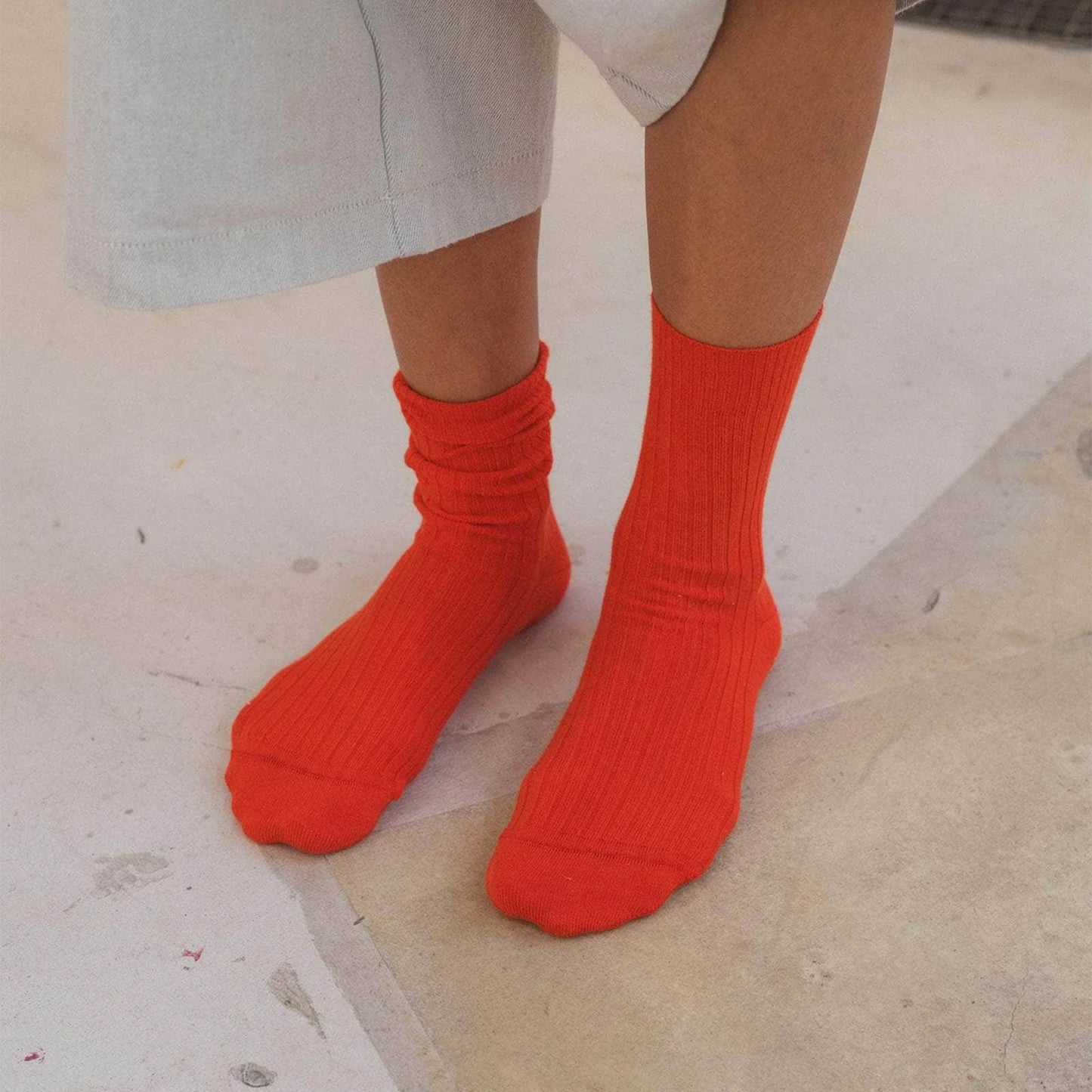 Rib Over Ankle Sock in Bill Red