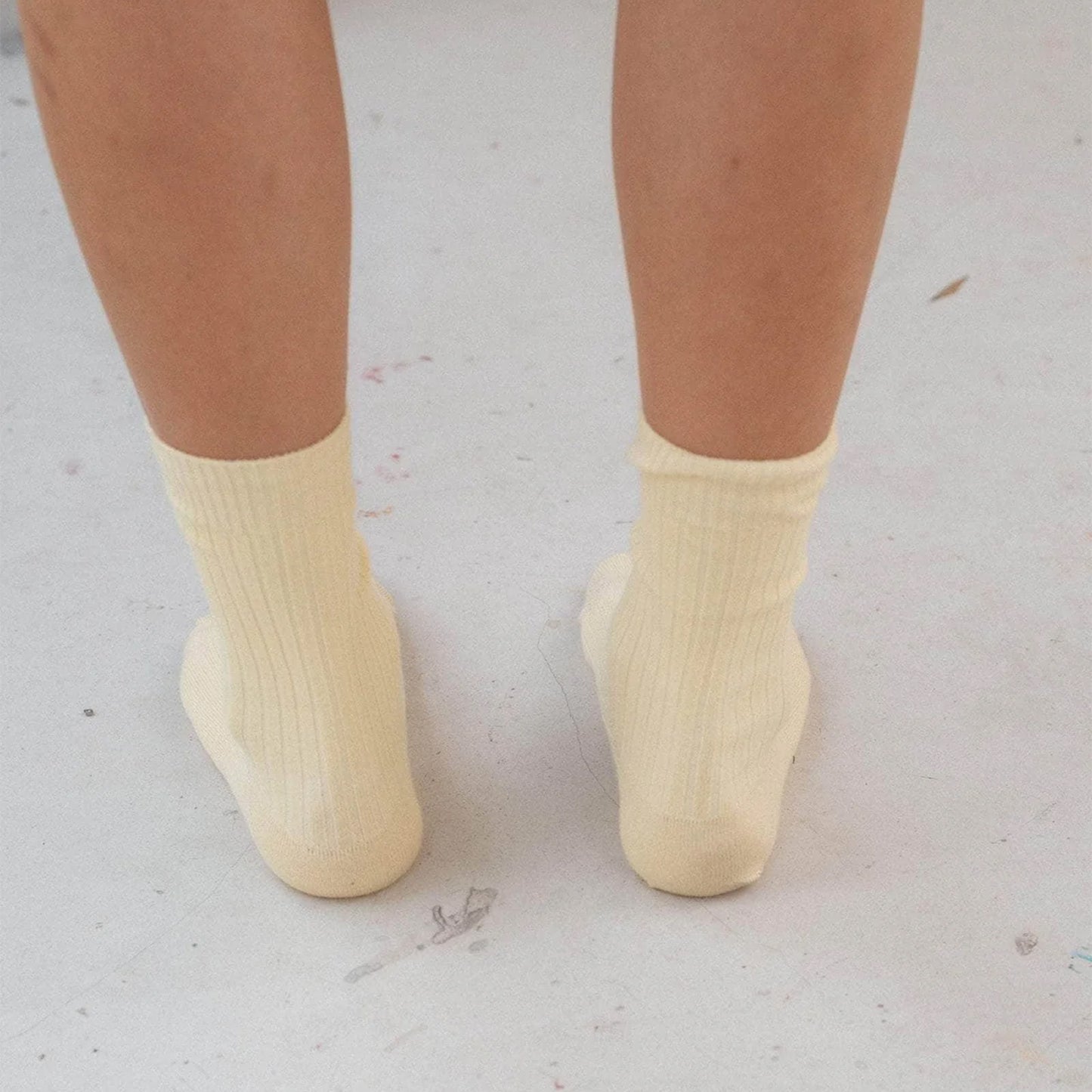 Rib Over Ankle Sock in Bog Yellow