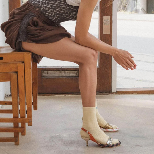 Rib Over Ankle Sock in Bog Yellow