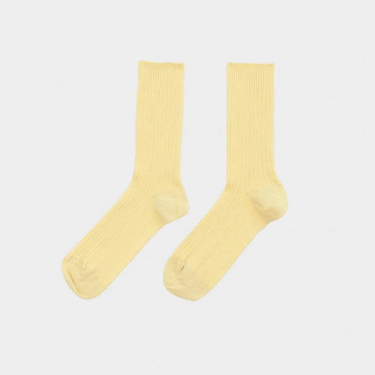 Rib Over Ankle Sock in Bog Yellow