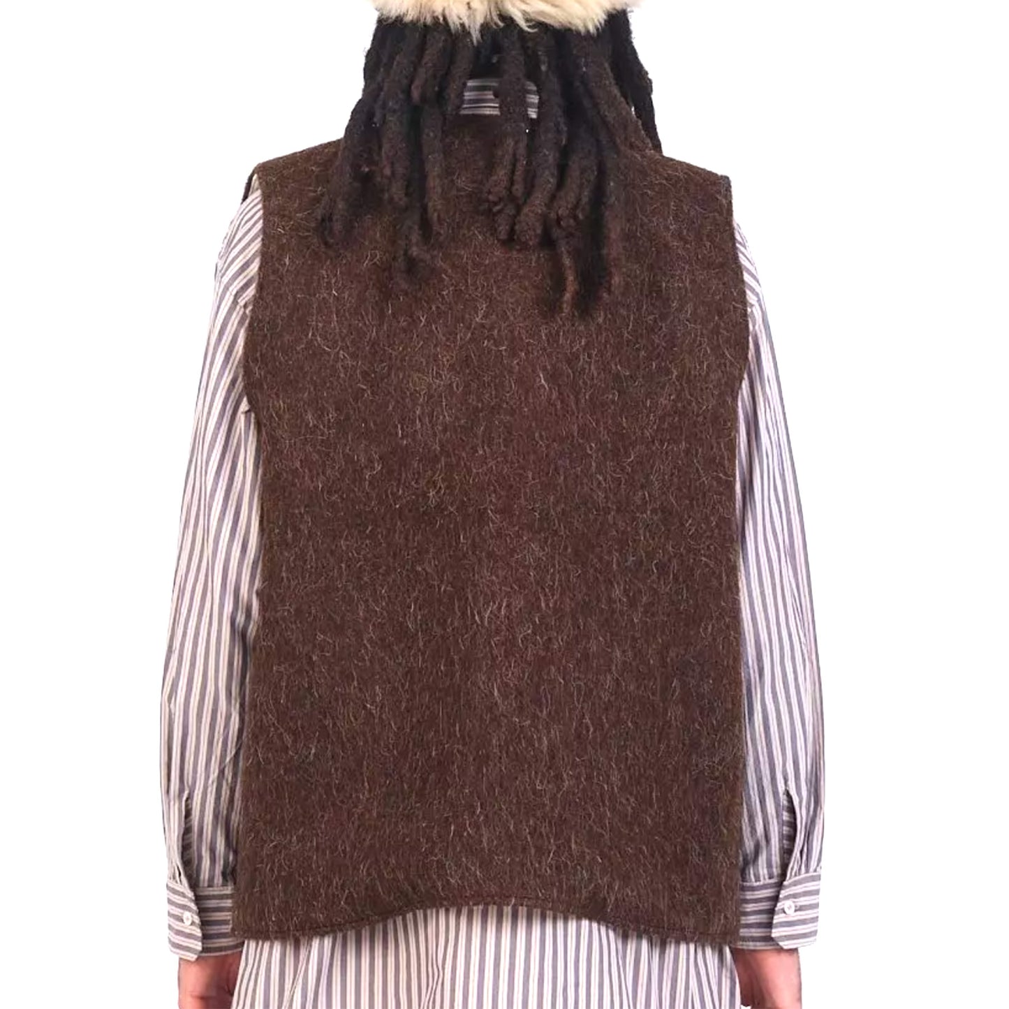 River Portuguese Long Hair Wool Vest in Chocolate